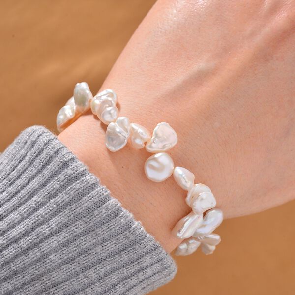 Flexibles, weißes Süßwasser Perle Armband image number 2