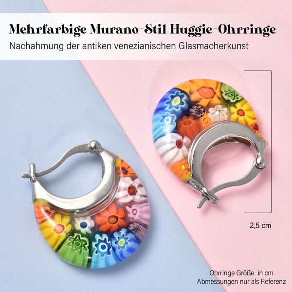 Mehrfarbige Huggie-Ohrringe im Murano-Stil image number 5