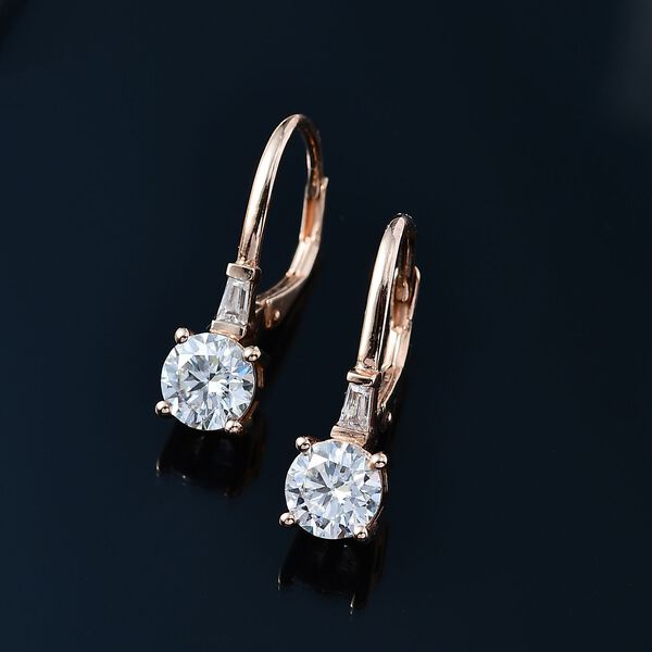 Moissanit Ohrringe, 925 Silber 750 Ros&eacute;gold Vermeil - 2,07 ct. image number 2