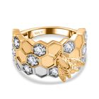 J Francis gefertigt mit SWAROVSKI Zirkonia Ring 925 Silber Rhodiniert und 750 Gelbgold Vermeil (Größe 17.00)