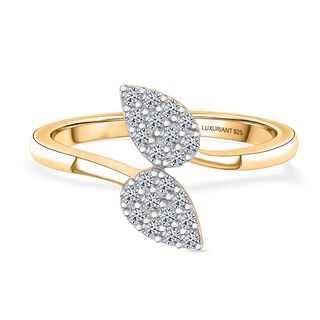 LUXURIANT DIAMANT - Lab Grown Diamant SI-GH Ring 925 Silber 750 Gelbgold Vermeil (Größe 18.00) ca. 0,25 ct