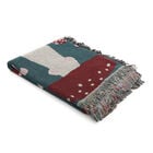 Handgewebte Jacquard-Decke mit Fransen, 100% Baumwolle, Pilzmuster, Grün und mehrfarbig image number 2