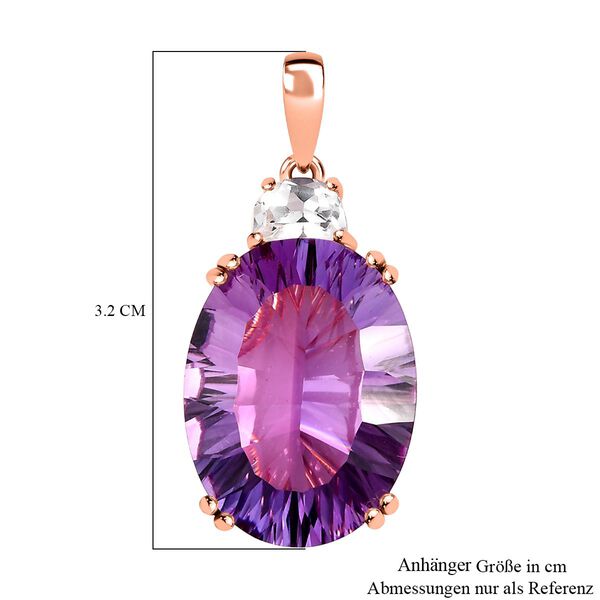 Rose De France Amethyst, Wei&szlig;er Topas Anh&auml;nger 925 Silber Ros&eacute;gold Vermeil ca. 19,02 ct. image number 6