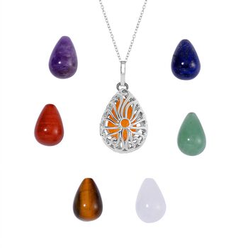 Mehrfarbig Edelsteine Halskette ca. 50 cm Legierung