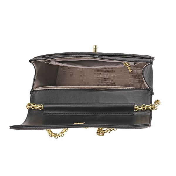 100% Echtleder Crossbody Tasche mit Metallkettenriemen in Stepp-Optik, 23,5x15x8cm, Hellgrau image number 5