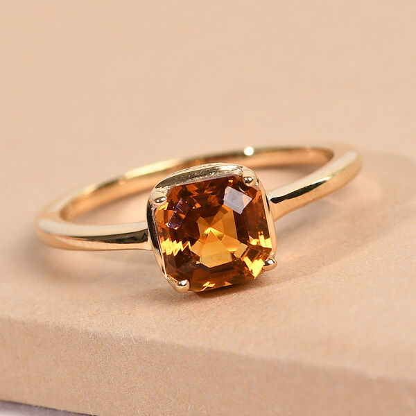 Madeira Citrin Solit&auml;r Ring 925 Silber vergoldet  ca. 1,04 ct image number 2