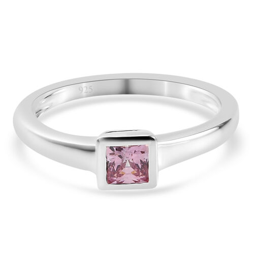 LUSTRO STELLA - feinster, Purpur-Rosa Zirkonia Solitär-Ring, 925 Silber image number 0