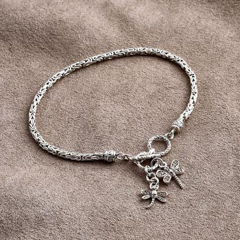 Royal Bali Kollektion- Armband mit Libellen-Charme in 925 Silber, 20cm