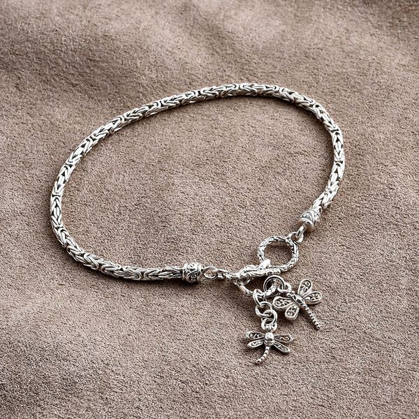 Royal Bali Kollektion- Armband mit Libellen-Charme in 925 Silber, 20cm image number 1