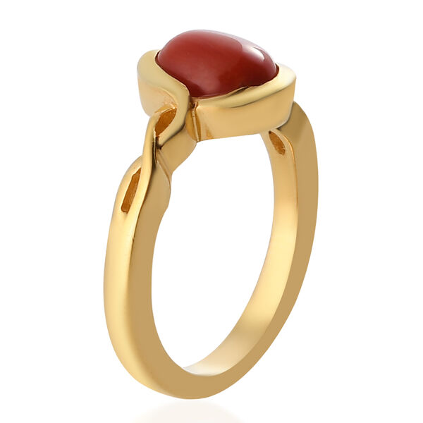 Koralle Solitär Ring 925 Silber vergoldet  ca. 1,44 ct image number 4