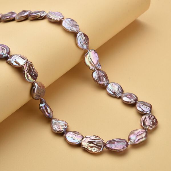 Mehrfarbige Keshi Perlen-Halskette in Silber, 50 cm, 222,50 ct. image number 2