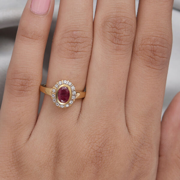 Fissure gefüllt Rubin und Zirkon Ring 925 Silber vergoldet  ca. 1,26 ct image number 3