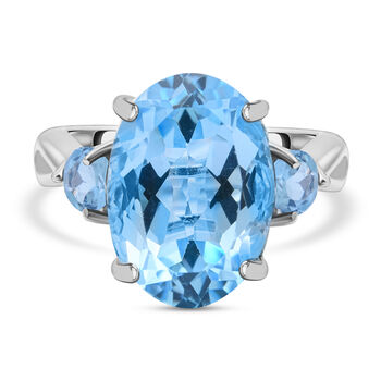 Himmelblauer Topas Ring, 925 Silber platiniert (Gr&ouml;&szlig;e 16.00) ca. 7,74 ct