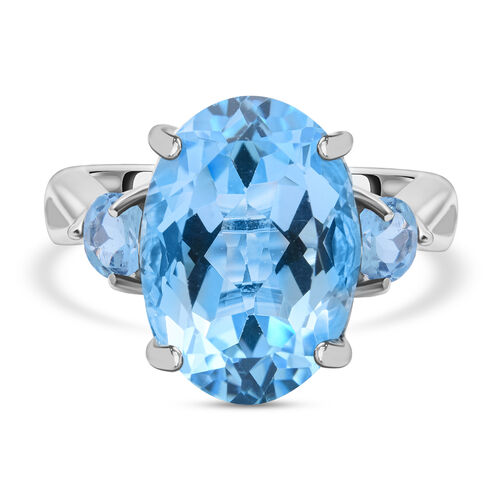 Himmelblauer Topas Ring, 925 Silber platiniert (Größe 16.00) ca. 7,74 ct image number 0