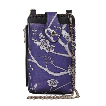 Handy Crossbody-Tasche, 10.5x18cm, Blumenmuster