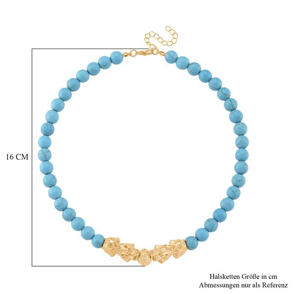 Blauer Howlit Flexibles Pixiu Halskette ca. 45 cm+3.75 cm Extender, vergoldet ca. 330.00 ct image number 5