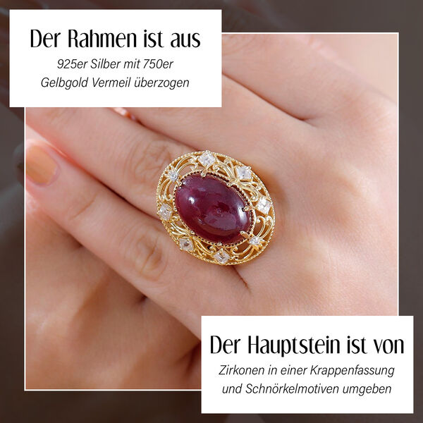 AA Afrikanischer Rubin und Zirkon-Ring - 21,43 ct. image number 3
