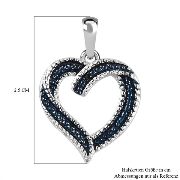 Blauer Diamant Herz Anhänger 925 Silber platiniert image number 6