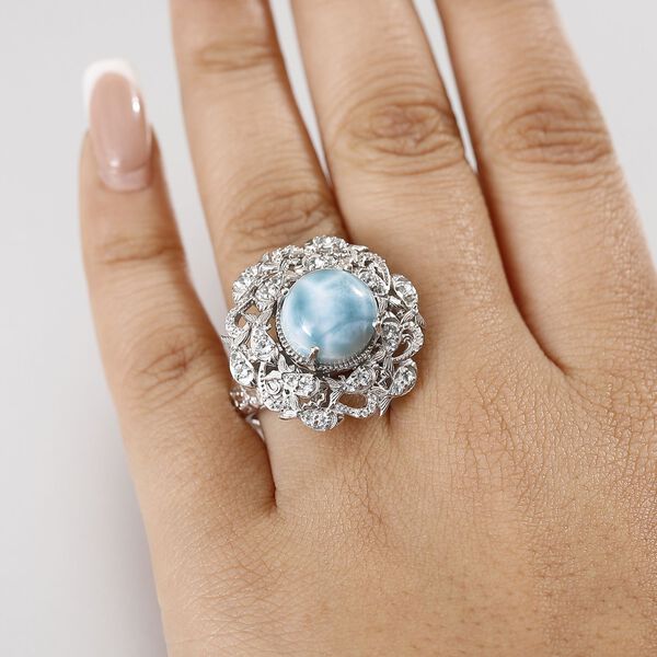 Larimar, himmelblauer Topas und Zirkon Ring - 8,91 ct. image number 2
