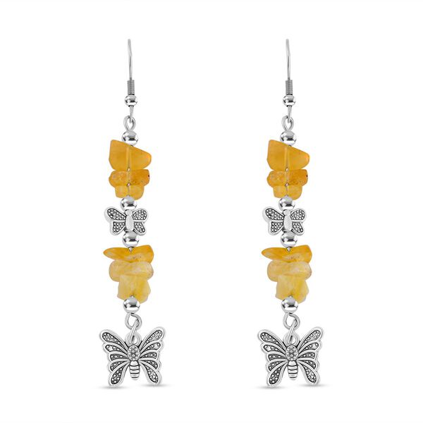 Rosenquarz, Gelber Opal Schmuckset Reiner Edelstahl Schwarz oxidiert und Legierung Schwarz oxidiert ca. 75.00 ct image number 3