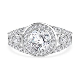 LUSTRO STELLA - Weißer Zirkonia Ring 925 Silber rhodiniert (Größe 19.00)