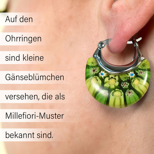 Grüne Huggie-Ohrringe im Murano-Stil image number 6