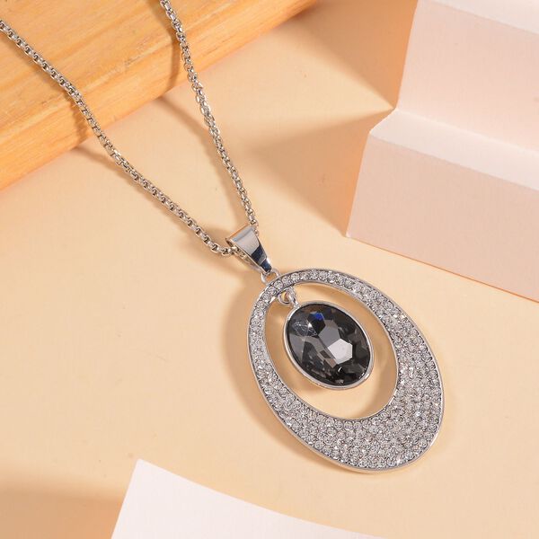 Grauer Kristall, Weißer Kristall Halskette ca. 60 cm image number 1