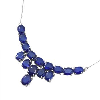 Masoala Saphir (Fissure gef&uuml;llt) Collier, ca. 45 cm, 925 Silber platiniert ca. 26.84 ct