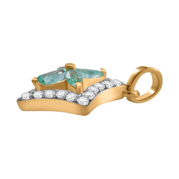 AAA Gemfields Smaragd, Weißer Zirkon Anhänger 925 Silber Gelbgold Vermeil ca. 0.84 ct image number 2
