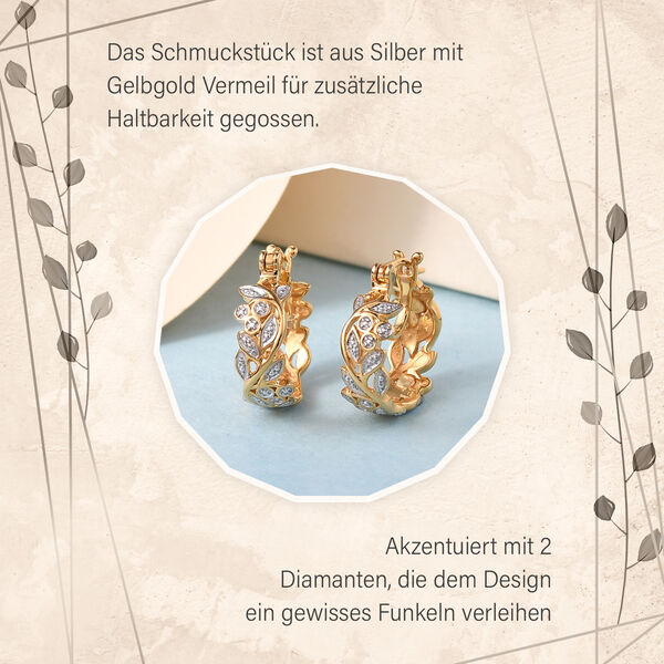 ALLORO Ring, Creolen und Anh&auml;nger mit Diamantakzenten, Silber vergoldet image number 19