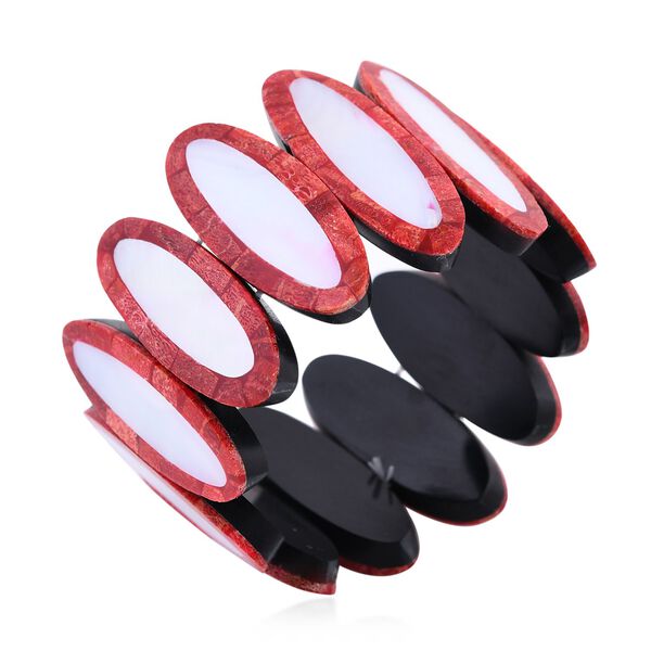 Perlmutt, Koralle Armband Flexibel cm  ca. 0.10 ct image number 3