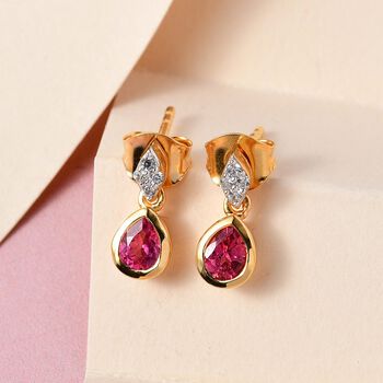 AA Rubellit und wei&szlig;e Zirkon-Ohrringe - 0,71 ct.