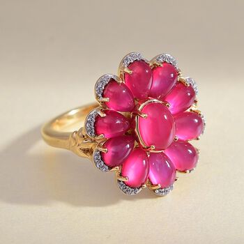 Maulbeer Mondstein und Zirkon Ring - 5,62 ct.