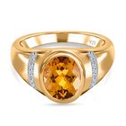 AAA Premium Brasilianischer Heliodor, weißer Zirkon Ring, 925 Silber Gelbgold Vermeil, (Größe 18.00) ca. 2.59 ct