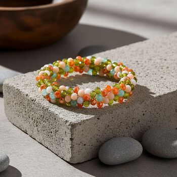 Mehrfarbiges Pfirsich Kristall flexibles Armband