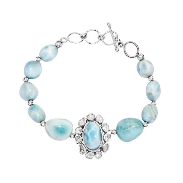 D&rsquo;joy AA Larimar und Labor Polki Diamant Armband, 19cm - 75.00 ct.
