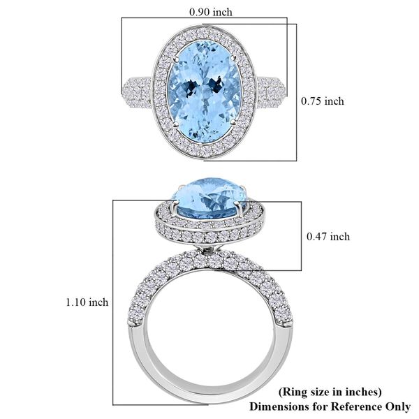 Chairman's Vault Collection - zertifiziert und geprüft RHAPSODY AAAA Santamaria Aquamarin und VS-EF Diamant Ring in 950 Platin - 7,90 ct. image number 4