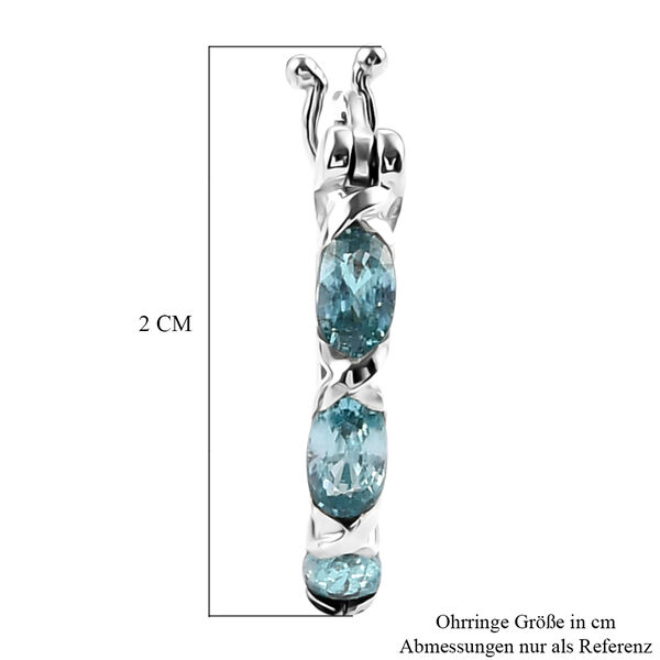 Kambodschanischer, blaue Zirkon-Creolen, 925 Silber platiniert ca. 2,12 ct image number 5