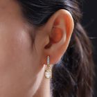 Natürliche, äthiopische Opal und weiße Zirkon-Ohrringe, 925 Silber vergoldet ca. 1,69 ct image number 2