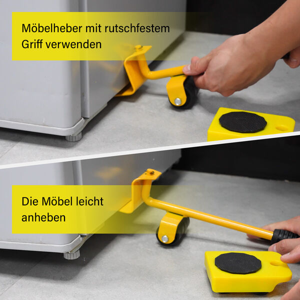 5er-Set Möbelroller in Gelb, Größe: 7,8x10 cm und 7x34 cm image number 3