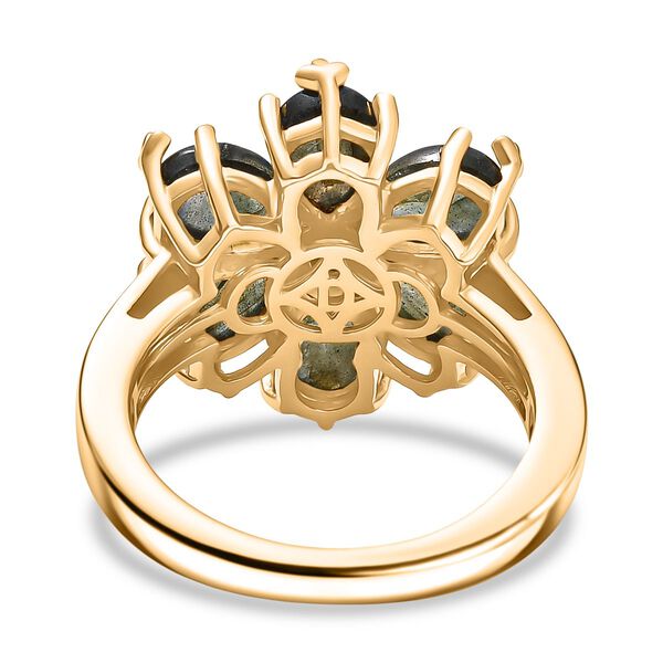 D'Joy AAA Labradorit, Wei&szlig;er Zirkon Ring 925 Silber 750 Gelb Vergoldet (Gr&ouml;&szlig;e 18.00) ca. 4,92 ct image number 6