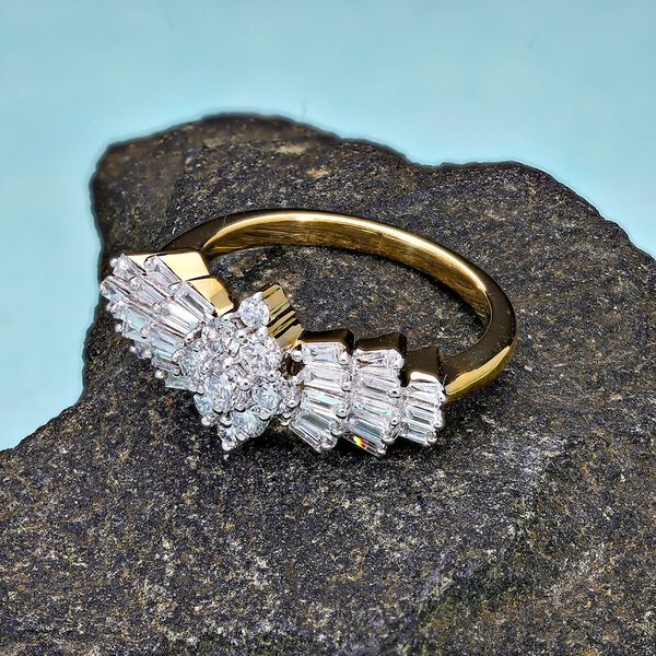 LUXURIANT 1 ct. VS-EF Labor Diamant Ballerina Ring, 925 Silber Gelbgold Vermeil image number 7