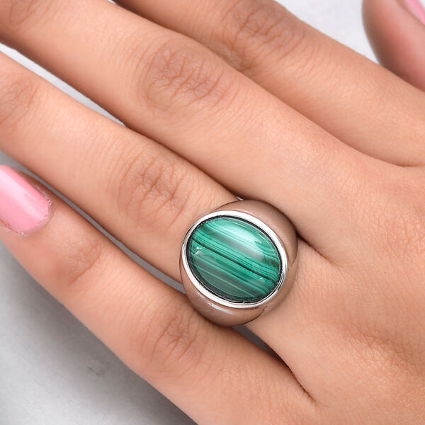 Malachit Ring in Edelstahl  ca. 12,46 ct image number 3