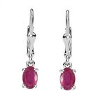 Afrikanischer Rubin (Fissure gefüllt)-Ohrringe, 925 Silber platiniert ca. 1.11 ct