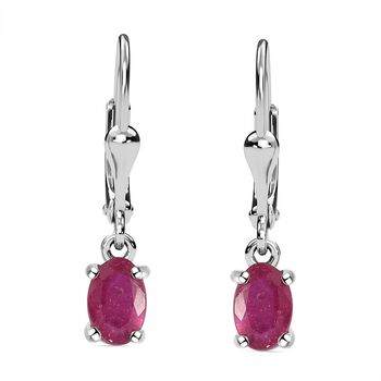 Afrikanischer Rubin (Fissure gef&uuml;llt)-Ohrringe, 925 Silber platiniert ca. 1.11 ct