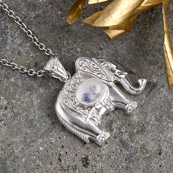 D'Joy Premium Regenbogen Mondstein Anh&auml;nger 925 Silber ca. 2.98 ct