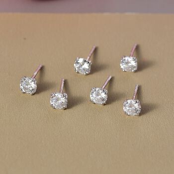 3er Set- D'Joy Moissanit Ohrringe, 925 Silber platiniert ca. 2.58 ct