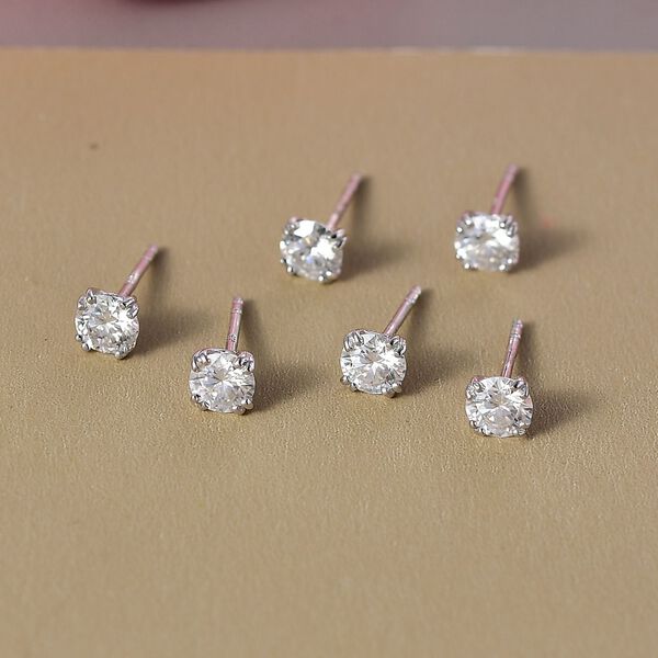 3er Set- D'Joy Moissanit Ohrringe, 925 Silber platiniert ca. 2.58 ct image number 2