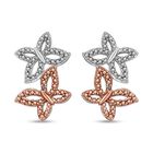 Natürlicher Champagner Diamant Schmetterling Ohrringe, Messing