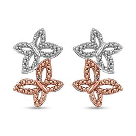 Schmetterlingsohrringe mit Champagner und weißen Diamantakzenten